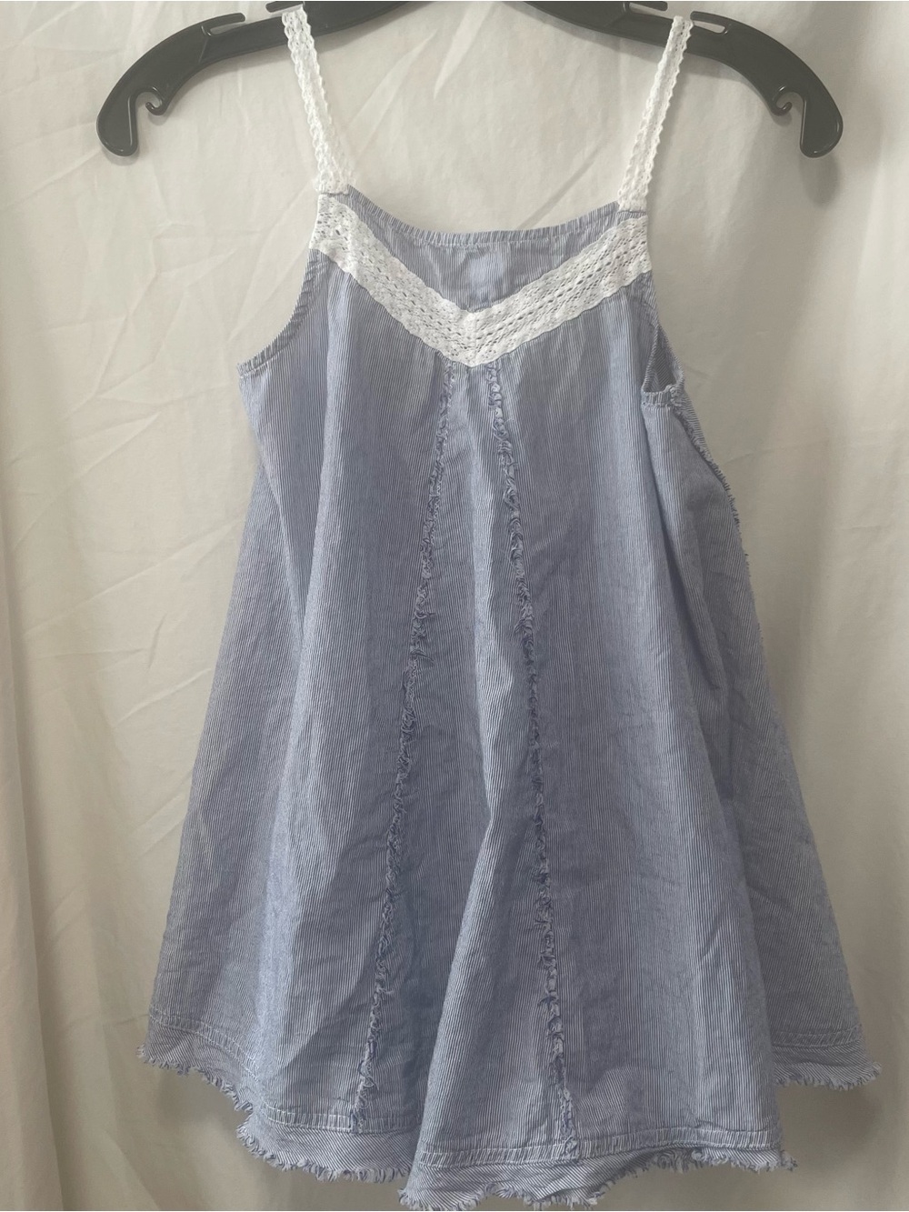 Light Blue Lace-Trim Summer Tank Top